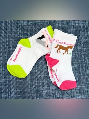 Carhartt White Baby Socks with Pink and Lime Accents and Horse Motifs